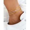 ChainsHouse Ankle Bracelets for Women, Stainless Steel Chain Anklets Waterproof, Women Summer Beach Jewelry Gift, Come with Box(08. 3pcs CZ Cuban-Gold)