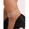 ChainsHouse Ankle Bracelets for Women, Stainless Steel Chain Anklets Waterproof, Women Summer Beach Jewelry Gift, Come with Box(08. 3pcs CZ Cuban-Steel)
