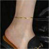 ChainsHouse Ankle Bracelets for Women, Stainless Steel Chain Anklets Waterproof, Women Summer Beach Jewelry Gift, Come with Box(09. 3mm-Herringbone-Gold)