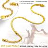 ChainsHouse Ankle Bracelets for Women, Stainless Steel Chain Anklets Waterproof, Women Summer Beach Jewelry Gift, Come with Box(09. 3mm-Herringbone-Gold)