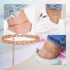 ChainsHouse Ankle Bracelets for Women, Stainless Steel Chain Anklets Waterproof, Women Summer Beach Jewelry Gift, Come with Box(11. 6mm-Flat Marina-Rose Gold)