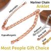 ChainsHouse Ankle Bracelets for Women, Stainless Steel Chain Anklets Waterproof, Women Summer Beach Jewelry Gift, Come with Box(11. 6mm-Flat Marina-Rose Gold)