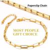 ChainsHouse Ankle Bracelets for Women, Stainless Steel Chain Anklets Waterproof, Women Summer Beach Jewelry Gift, Come with Box(12. 4.2mm-Paperclip-Gold)