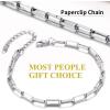 ChainsHouse Ankle Bracelets for Women, Stainless Steel Chain Anklets Waterproof, Women Summer Beach Jewelry Gift, Come with Box(12. 4.2mm-Paperclip-Platinum)