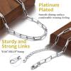 ChainsHouse Ankle Bracelets for Women, Stainless Steel Chain Anklets Waterproof, Women Summer Beach Jewelry Gift, Come with Box(12. 4.2mm-Paperclip-Platinum)