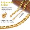 ChainsHouse Ankle Bracelets for Women, Stainless Steel Chain Anklets Waterproof, Women Summer Beach Jewelry Gift, Come with Box(A: flat marina – gold)