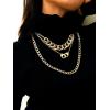 ChainsHouse Handcuff Necklace Mens Stainless Steel Padlock Pendant, 18K Gold Plated/Black Cuban Chain Interlocking 18inch Mens Biker Punk Rocker Statement Jewelry for Women(C: Gold)