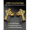 ChainsHouse Viking Earrings for Men, Raven Skull/Celtic Cross Ear Studs, Stainless Steel/Black/Gold Plated Punk Gothic Earrings, Lightweight Hypoallergenic Stud Jewelry with Gift Box(C-Celtic Cross-Gold)