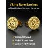 ChainsHouse Viking Earrings for Men, Raven Skull/Celtic Cross Ear Studs, Stainless Steel/Black/Gold Plated Punk Gothic Earrings, Lightweight Hypoallergenic Stud Jewelry with Gift Box(B-Celtic Knot-Gold)