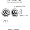 ChainsHouse Viking Earrings for Men, Raven Skull/Celtic Cross Ear Studs, Stainless Steel/Black/Gold Plated Punk Gothic Earrings, Lightweight Hypoallergenic Stud Jewelry with Gift Box(B-Celtic Knot-Steel)