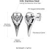 ChainsHouse Viking Earrings for Men, Raven Skull/Celtic Cross Ear Studs, Stainless Steel/Black/Gold Plated Punk Gothic Earrings, Lightweight Hypoallergenic Stud Jewelry with Gift Box(A-Raven Skull-Steel)