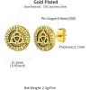 ChainsHouse Viking Earrings for Men, Raven Skull/Celtic Cross Ear Studs, Stainless Steel/Black/Gold Plated Punk Gothic Earrings, Lightweight Hypoallergenic Stud Jewelry with Gift Box(B-Celtic Knot-Gold)