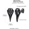 ChainsHouse Viking Earrings for Men, Raven Skull/Celtic Cross Ear Studs, Stainless Steel/Black/Gold Plated Punk Gothic Earrings, Lightweight Hypoallergenic Stud Jewelry with Gift Box(A-Raven Skull-Black)