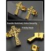 ChainsHouse Viking Earrings for Men, Raven Skull/Celtic Cross Ear Studs, Stainless Steel/Black/Gold Plated Punk Gothic Earrings, Lightweight Hypoallergenic Stud Jewelry with Gift Box(C-Celtic Cross-Gold)