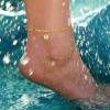 Gold Anklet Chain Barefoot for Women 4.5mm Charm Boho Beach Foot Chains Jewelry Pisces Constellation Figaro Ankle