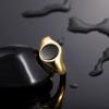 TRUMIUM 18K Gold Plated Signet Rings for Men Women Black Onyx inlay Silver Gold Wedding Bands Lightweight Thick Statement Ring Comfort Fit Size 7-13(Oval Gold Plated)