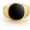 TRUMIUM 18K Gold Plated Signet Rings for Men Women Black Onyx inlay Silver Gold Wedding Bands Lightweight Thick Statement Ring Comfort Fit Size 7-13(Square Gold Plated)