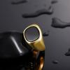 TRUMIUM 18K Gold Plated Signet Rings for Men Women Black Onyx inlay Silver Gold Wedding Bands Lightweight Thick Statement Ring Comfort Fit Size 7-13(Square Gold Plated)