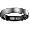 TRUMIUM 4mm 6mm 8mm Tungsten Rings for Men Women Engagement Wedding Band Brushed Black Comfort Fit Size 4-15(4mm Black I Love You)