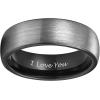 TRUMIUM 4mm 6mm 8mm Tungsten Rings for Men Women Engagement Wedding Band Brushed Black Comfort Fit Size 4-15(6mm Black I Love You)