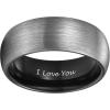 TRUMIUM 4mm 6mm 8mm Tungsten Rings for Men Women Engagement Wedding Band Brushed Black Comfort Fit Size 4-15(8mm Black I Love You)