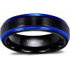 TRUMIUM 4mm 6mm 8mm Tungsten Rings for Men Women Silver Blue Rose Gold Plated Black Tungsten Wedding Band Matte Brushed Finish Comfort Fit Size 4-15(6mm Black Blue)
