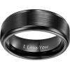 TRUMIUM 4mm 6mm 8mm Tungsten Rings for Men Women Silver Blue Rose Gold Plated Black Tungsten Wedding Band Matte Brushed Finish Comfort Fit Size 4-15(8mm Black I Love You(Step Edge))