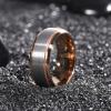 TRUMIUM 4mm 6mm 8mm Tungsten Rings for Men Women Silver Blue Rose Gold Plated Black Tungsten Wedding Band Matte Brushed Finish Comfort Fit Size 4-15(8mm rose gold plated)