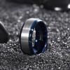 TRUMIUM 4mm 6mm 8mm Tungsten Rings for Men Women Silver Blue Rose Gold Plated Black Tungsten Wedding Band Matte Brushed Finish Comfort Fit Size 4-15(8mm Blue)