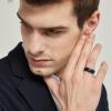 TRUMIUM 4mm 6mm 8mm Tungsten Rings for Men Women Silver Blue Rose Gold Plated Black Tungsten Wedding Band Matte Brushed Finish Comfort Fit Size 4-15(8mm Black Blue)