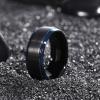 TRUMIUM 4mm 6mm 8mm Tungsten Rings for Men Women Silver Blue Rose Gold Plated Black Tungsten Wedding Band Matte Brushed Finish Comfort Fit Size 4-15(8mm Black Blue)