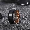 TRUMIUM 4mm 6mm 8mm Tungsten Rings for Men Women Silver Blue Rose Gold Plated Black Tungsten Wedding Band Matte Brushed Finish Comfort Fit Size 4-15(8mm black rose gold plated)