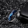 TRUMIUM 4mm 6mm Tungsten Rings for Men Women Black and Blue Wedding Bands Beveled Edges Comfort Fit Size 4-15(4mm Black Blue)