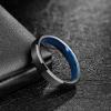 TRUMIUM 4mm 6mm Tungsten Rings for Men Women Black and Blue Wedding Bands Beveled Edges Comfort Fit Size 4-15(4mm Black Blue)