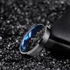 TRUMIUM 4mm 6mm Tungsten Rings for Men Women Black and Blue Wedding Bands Beveled Edges Comfort Fit Size 4-15(4mm Black Blue I Love You)