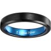 TRUMIUM 4mm 6mm Tungsten Rings for Men Women Black and Blue Wedding Bands Beveled Edges Comfort Fit Size 4-15(4mm Black Blue I Love You)