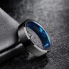 TRUMIUM 4mm 6mm Tungsten Rings for Men Women Black and Blue Wedding Bands Beveled Edges Comfort Fit Size 4-15(6mm Black Blue)