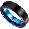 TRUMIUM 4mm 6mm Tungsten Rings for Men Women Black and Blue Wedding Bands Beveled Edges Comfort Fit Size 4-15(6mm Black Blue)