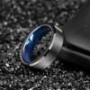 TRUMIUM 4mm 6mm Tungsten Rings for Men Women Black and Blue Wedding Bands Beveled Edges Comfort Fit Size 4-15(6mm Black Blue I Love You)