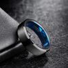 TRUMIUM 4mm 6mm Tungsten Rings for Men Women Black and Blue Wedding Bands Beveled Edges Comfort Fit Size 4-15(6mm Black Blue I Love You)