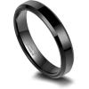 TRUMIUM 4mm 6mm Tungsten Rings for Men Women Black and Blue Wedding Bands Beveled Edges Comfort Fit Size 4-15(Black-4mm High Polished)