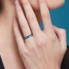 TRUMIUM 4mm Tungsten Rings for Men Women Blue Turquoise Lapis Lazuli Inlay Mens Wedding Band Silver Engagement Promise Ring High Polished Dome Comfort Fit Size 6-12(Blue Turquoise)
