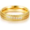 TRUMIUM 6mm Gold Rings for Women Mens Wedding Band Groove Stainless Steel Cubic Zirconia Ring Sandblasted Matte Finished Comfort Fit Size 6-13