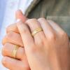 TRUMIUM 6mm Gold Rings for Women Mens Wedding Band Groove Stainless Steel Cubic Zirconia Ring Sandblasted Matte Finished Comfort Fit Size 6-13