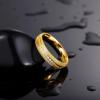 TRUMIUM 6mm Gold Rings for Women Mens Wedding Band Groove Stainless Steel Cubic Zirconia Ring Sandblasted Matte Finished Comfort Fit Size 6-13