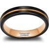 TRUMIUM 8mm Mens Wedding Ring Tungsten Centre Groove Beveled Edge Matte Brushed Comfort Fit Size 6-14(4mm Two Tone)
