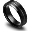 TRUMIUM 8mm Mens Wedding Ring Tungsten Centre Groove Beveled Edge Matte Brushed Comfort Fit Size 6-14(8mm Black)
