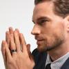 TRUMIUM 8mm Mens Wedding Ring Tungsten Centre Groove Beveled Edge Matte Brushed Comfort Fit Size 6-14(8mm Blue Black)