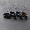 TRUMIUM 8mm Mens Wedding Ring Tungsten Centre Groove Beveled Edge Matte Brushed Comfort Fit Size 6-14(8mm Blue Black)