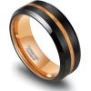 TRUMIUM 8mm Mens Wedding Ring Tungsten Centre Groove Beveled Edge Matte Brushed Comfort Fit Size 6-14(8mm Two Tone)